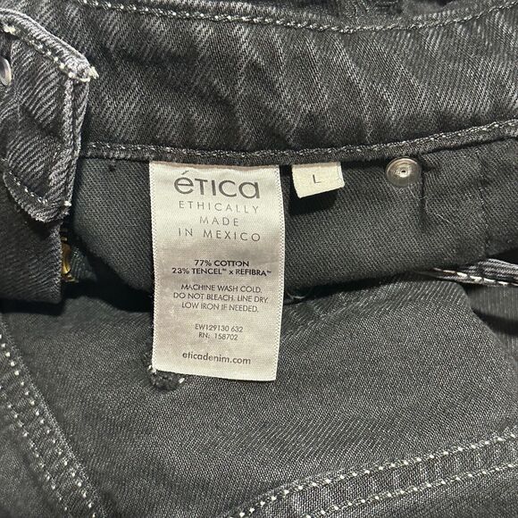 NWT ETICA Cami Halter Black Pearl Denim Jumpsuit Crop Wide Leg Size L - Picture 12 of 16